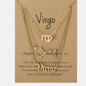 Virgo Zodiac Symbol Gold Necklace